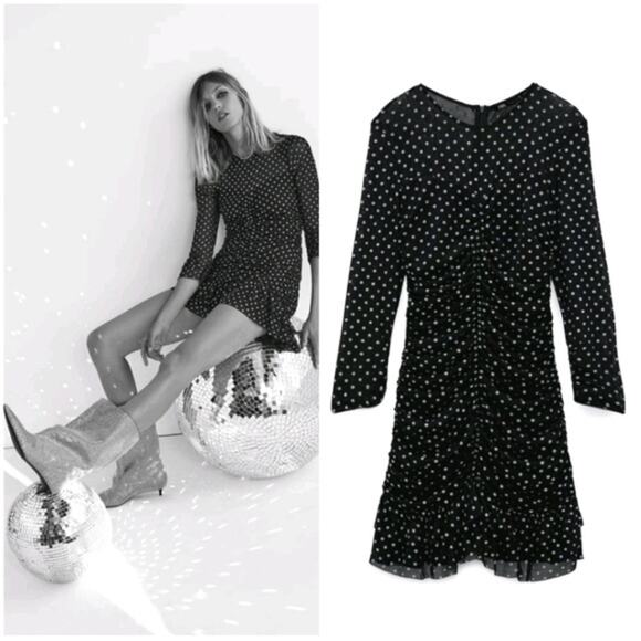 NWT Zara | Tulle Swiss Dot Mini Dress - Picture 1 of 10